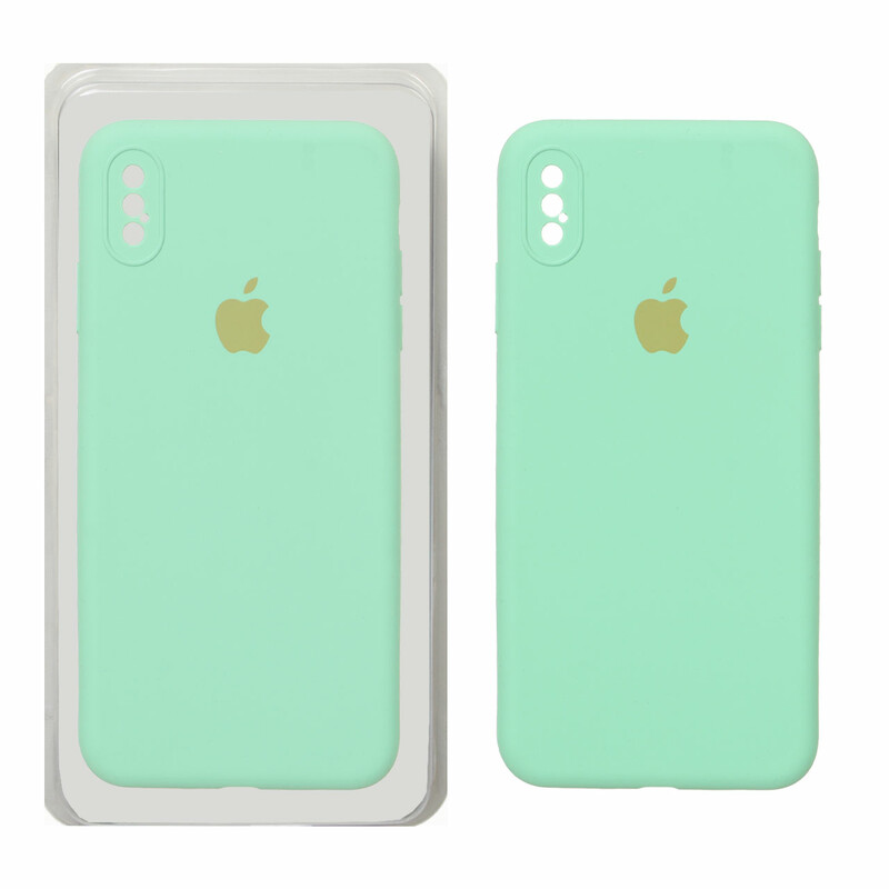 قاب سیلیکونی پاک کنی محافظ لنزدار اورجینال Apple iPhone X Max / iPhone XS Max - سبز روشن (پک دار)