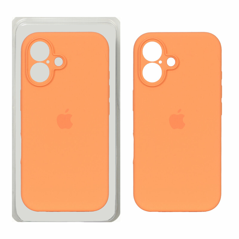 قاب سیلیکونی پاک کنی محافظ لنزدار اورجینال Apple iPhone 16 - نارنجی روشن (پک دار) - NTC