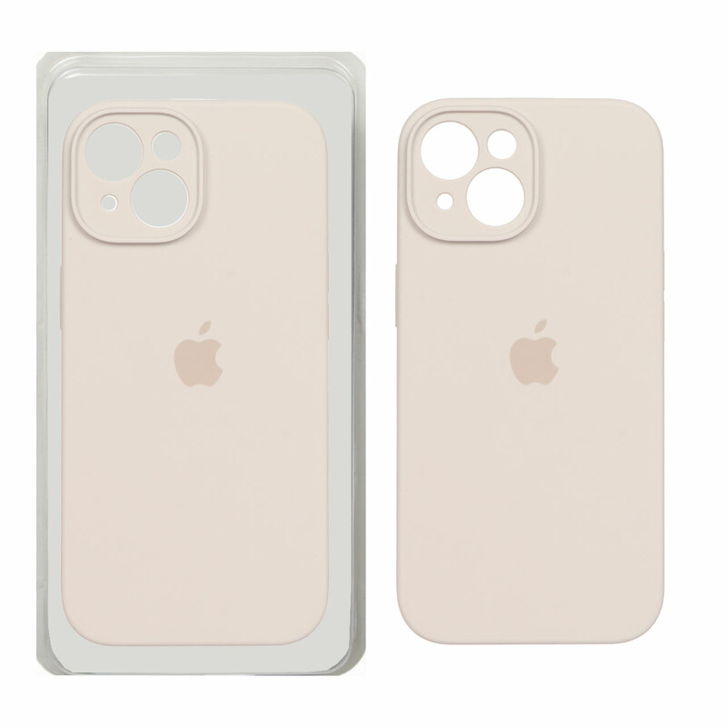 قاب سیلیکونی پاک کنی محافظ لنزدار اورجینال Apple iPhone 15 - خاکی (پک اصلی)