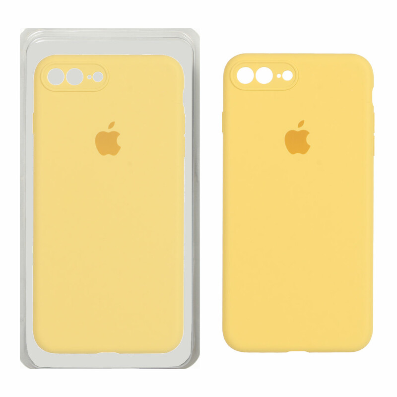 قاب سیلیکونی پاک کنی محافظ لنزدار اورجینال Apple iPhone 7 Plus / iPhone 8 Plus - زرد (پک اصلی)