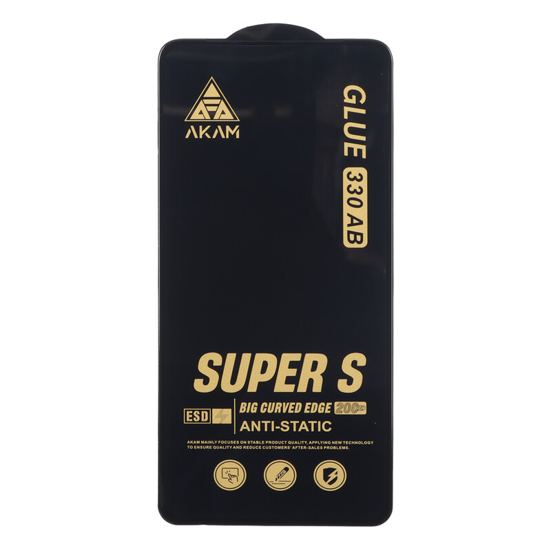 محافظ صفحه نمایش شیشه ای Full Cover Super S AKAM با چسب 330 مدل Xiaomi Redmi Note 13 4G / Poco M7 Pro 5G
