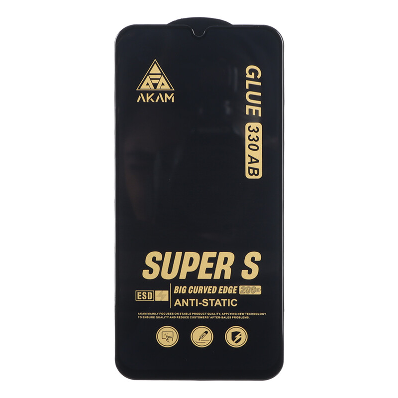 محافظ صفحه نمایش شیشه ای Full Cover Super S AKAM با چسب 330 مدل Xiaomi Redmi 15C / Poco C85