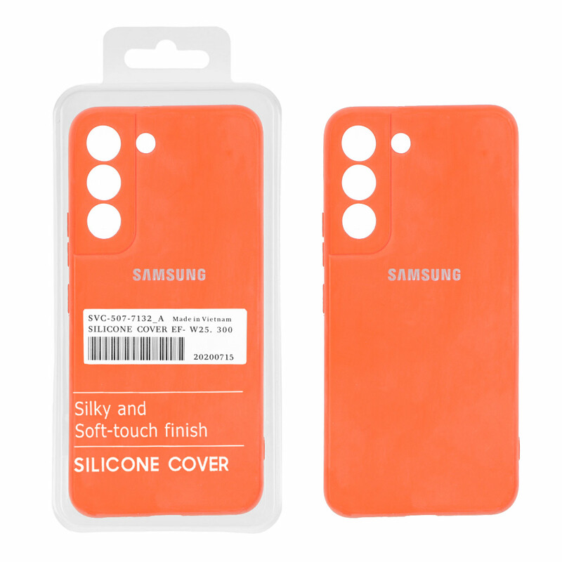 قاب نیو سیلیکون محافظ لنزدار RFF مدل Samsung Galaxy S22 - نارنجی (پک دار)