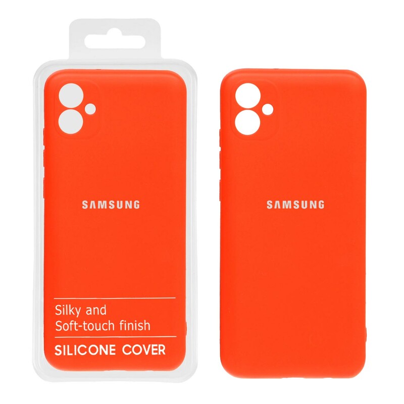 قاب نیو سیلیکون محافظ لنزدار Samsung A04E -RFF - نارنجی (پک دار)