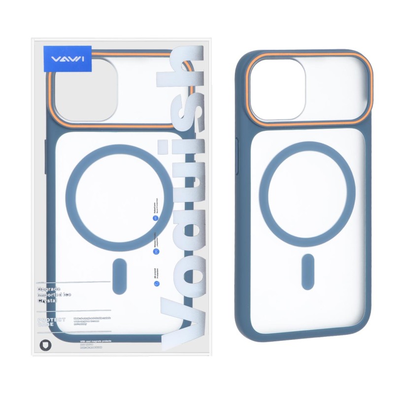 قاب اورجینال Vawi مات MagSafe دور رنگی Apple iPhone 13 / iPhone 14 - سرمه ای (پک دار)
