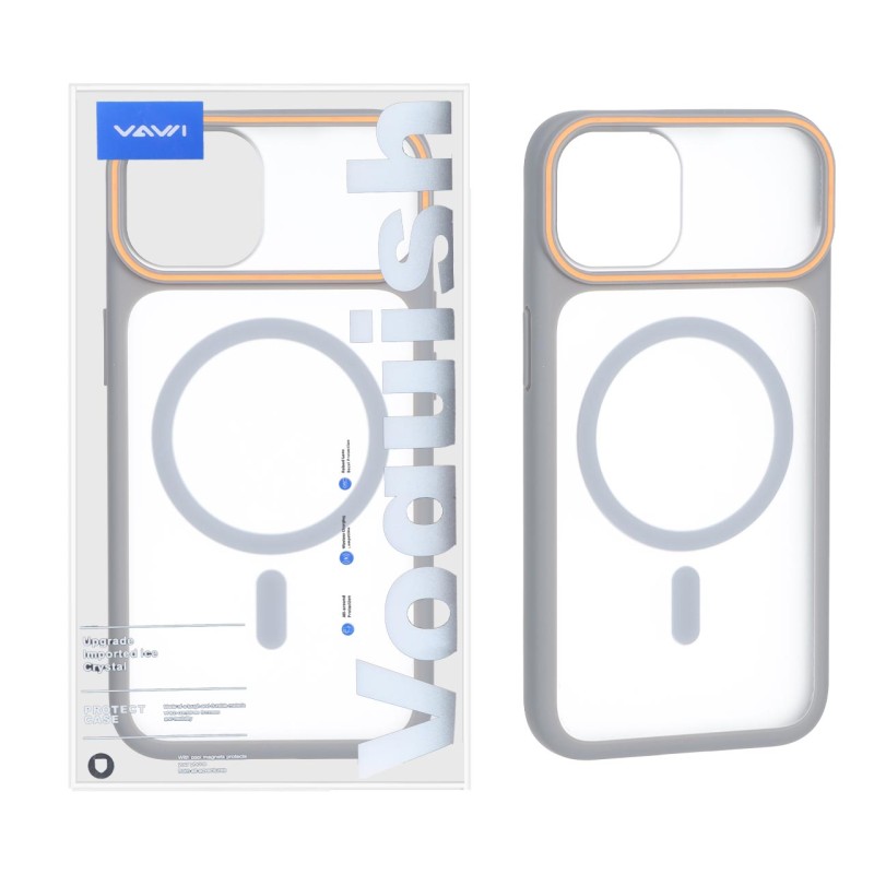 قاب اورجینال Vawi مات MagSafe دور رنگی Apple iPhone 13 / iPhone 14 - طوسی (پک دار)