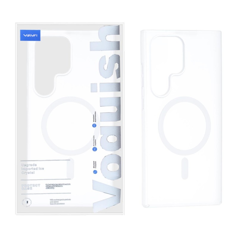 قاب اورجینال Vawi مات لنز برجسته MagSafe مدل Samsung Galaxy S24 Ultra - سفید (پک دار)