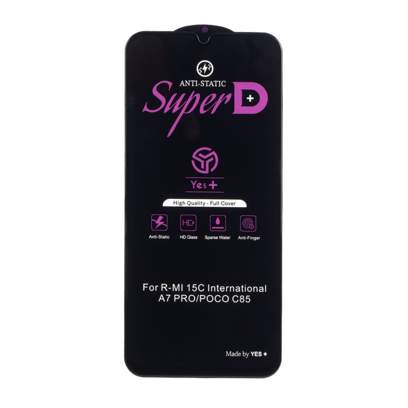 محافظ صفحه نمایش شیشه ای Super D Anti Static Yes Plus مدل Xiaomi Redmi 15C / Poco C85 / Redmi A7 Pro