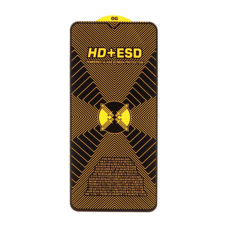 محافظ صفحه نمایش شیشه ای مشکی Full Cover HD Plus ESD مدل Samsung Galaxy A12 /A02 / A02S/ A03 / A03S / A03 CORE / A04 / A04S / A04E / A13 / A23 / A32 5G / M02 / M02S / M04 / M12 / M13 / M23 / M32 5G / M33 5G / F12 / F13 / F23