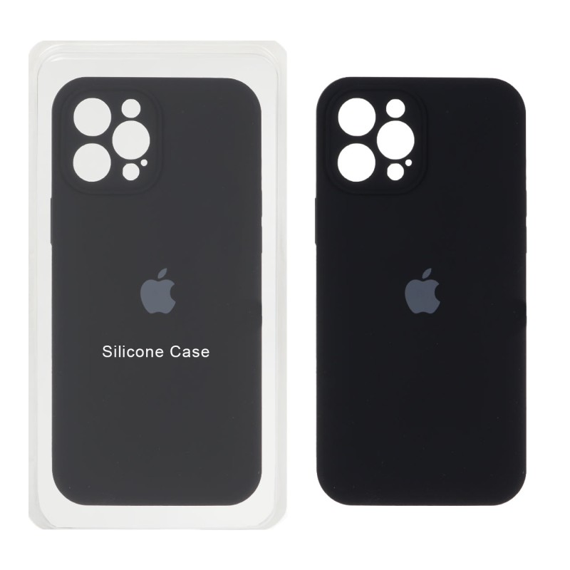 قاب سیلیکونی پاک کنی محافظ لنزدار اورجینال Apple iPhone 12 Pro Max - مشکی (پک اصلی)
