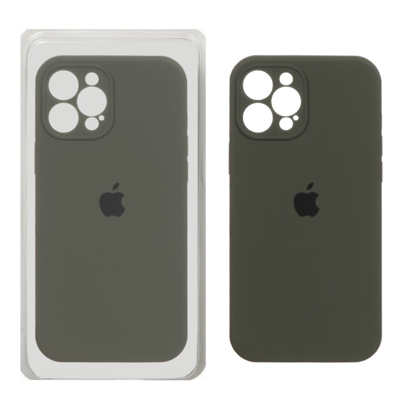 قاب سیلیکونی پاک کنی محافظ لنزدار اورجینال Apple iPhone 12 Pro Max - سبز زیتونی تیره (پک اصلی)
