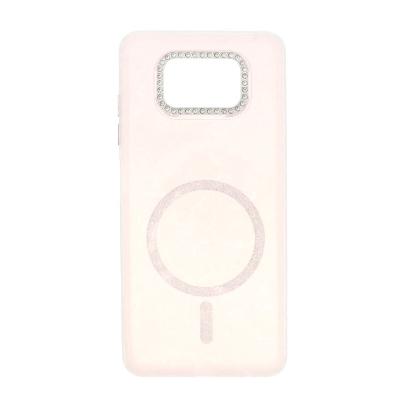 قاب ماربل طرح مگ سیف اکلیلی لنز نگین دار Xiaomi Poco X3 / Poco X3 Pro / Poco X3 NFC - صورتی - MPS