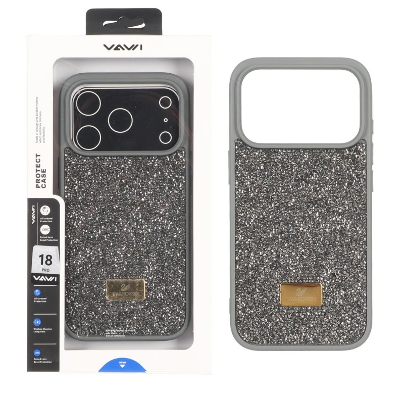 قاب اورجینال Swarovski Vawi مدل Apple iPhone 18 Pro - خاکستری (پک دار) - MPS