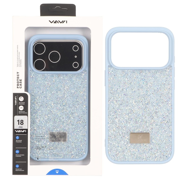 قاب اورجینال Swarovski Vawi مدل Apple iPhone 18 Pro - آبی (پک دار) - MPS