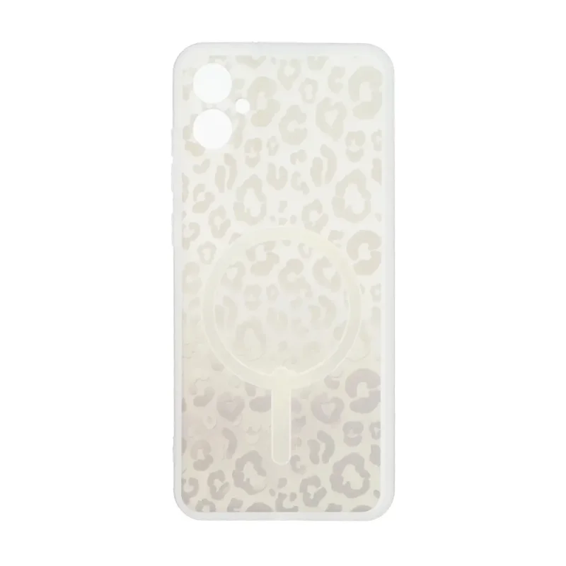 قاب ژله ای پلنگی طرح مگ سیف دور مات محافظ لنزدار Samsung Galaxy A05 / M05 / F05 - کرم