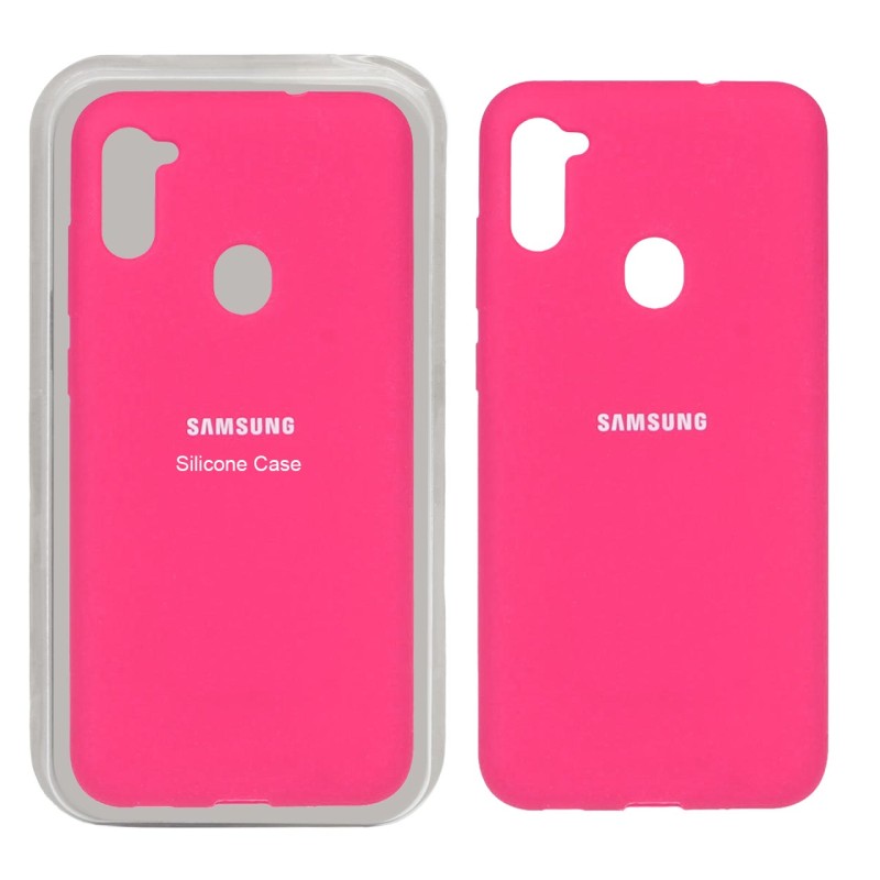 قاب سیلیکونی پاک کنی اورجینال Samsung Galaxy A11 / M11 - صورتی فانتزی (پک اصلی)
