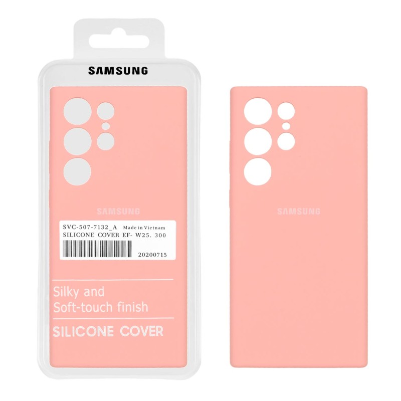 قاب سیلیکونی پاک کنی اورجینال درجه یک Samsung Galaxy S23 Ultra - گلبهی (پک دار)