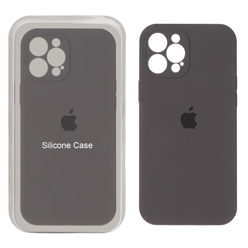 قاب سیلیکونی پاک کنی محافظ لنزدار اورجینال Apple iPhone 12 Pro Max - ذغالی (پک اصلی)