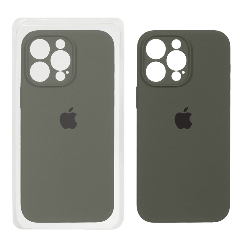 قاب سیلیکونی پاک کنی محافظ لنزدار اورجینال Apple iPhone 14 Pro Max - سبز زیتونی تیره (پک اصلی)