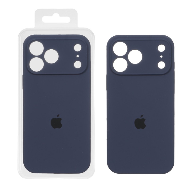 قاب سیلیکونی پاک کنی محافظ لنزدار اورجینال Apple iPhone 17 Pro Max - سرمه ای تیره (پک اصلی)