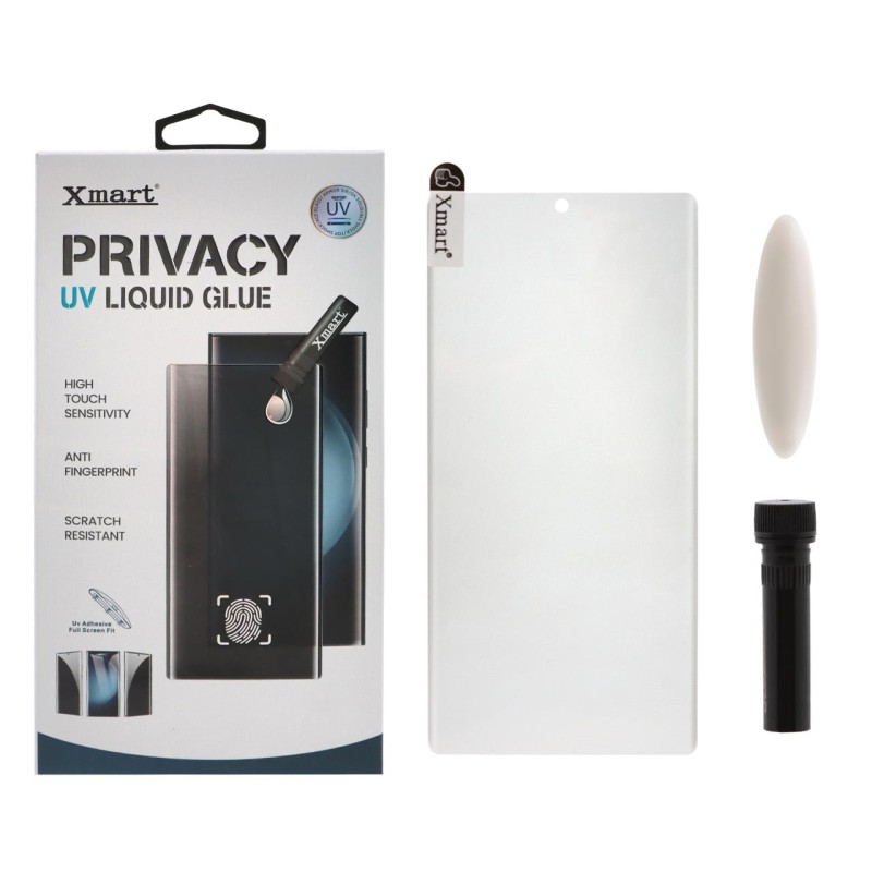 محافظ صفحه نمایش شیشه ای Full Cover XMART Privacy UV مدل Samsung S23 Ultra (پک دار)