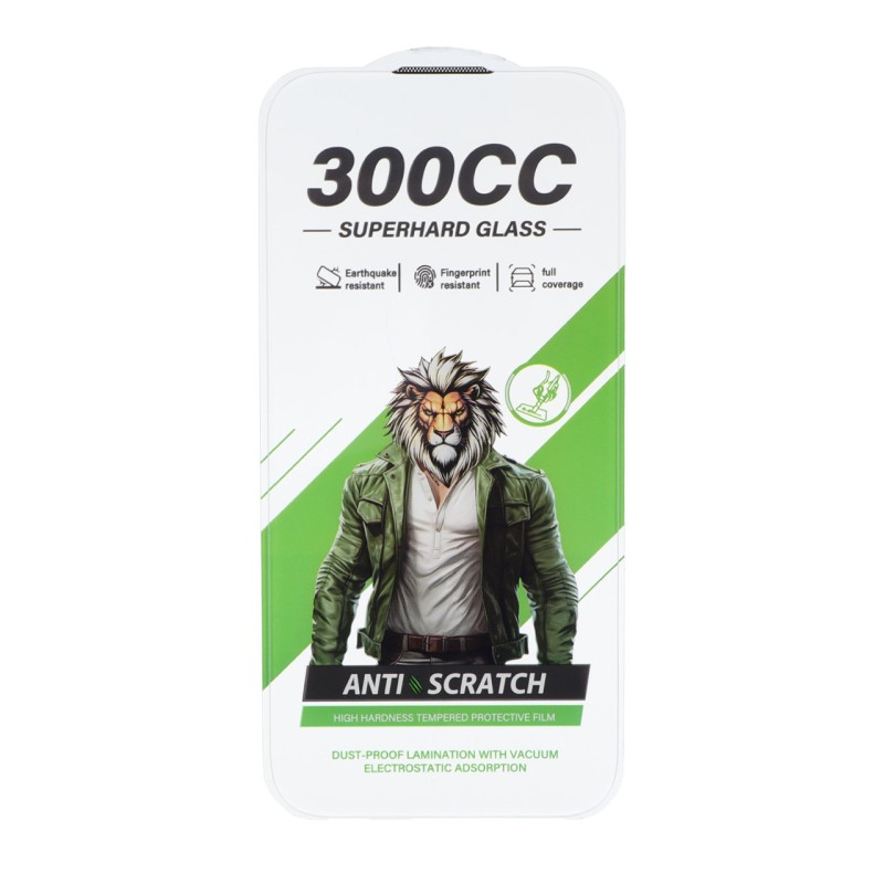 محافظ صفحه نمایش شیشه ای بدون حاشیه SuperHard 300CC مدل Apple iPhone 16 / iPhone 15 / iPhone 14 Pro