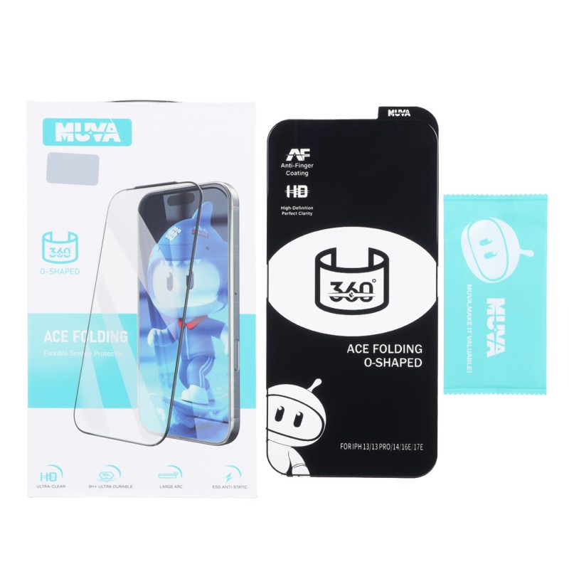 محافظ صفحه نمایش شیشه ای Full Cover MUVA 360 ESD Anti Static مدل Apple iPhone 13 / iPhone 13 Pro / iPhone 14 / 16e (پک دار)