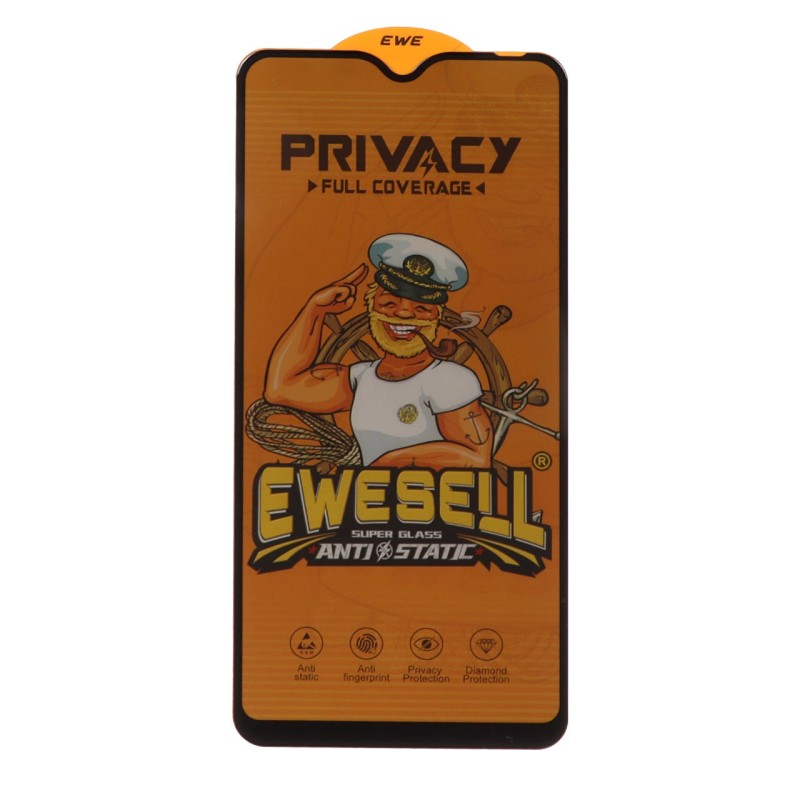 محافظ صفحه نمایش شیشه ای Full Cover Ewesell Anti Static Privacy مدل Samsung Galaxy A10 / A10s / M10 / M20 / M01s