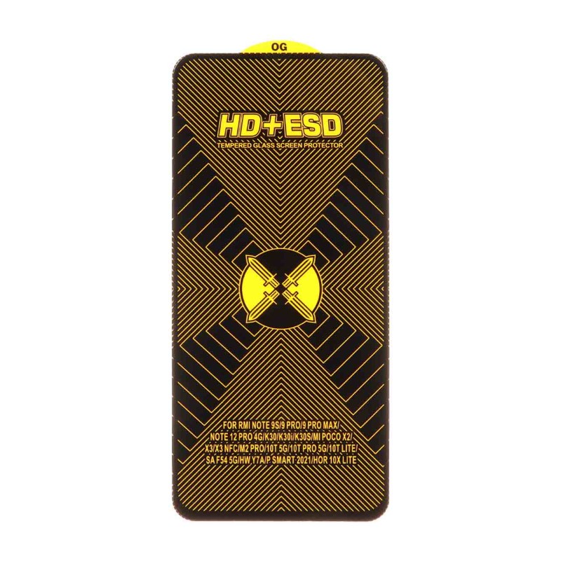محافظ صفحه نمایش شیشه ای مشکی Full Cover HD Plus ESD مدل Xiaomi Poco X3 / Poco X3 Pro / Redmi Note 9S / Redmi Note 9 Pro / Redmi Note 9 Pro Max / Poco F5 Pro / Mi 12T / Mi 12T Pro / Mi 11T / Mi 11T Pro / Mi 10T / Mi 10T Pro / Samsung Galaxy M54 / F54