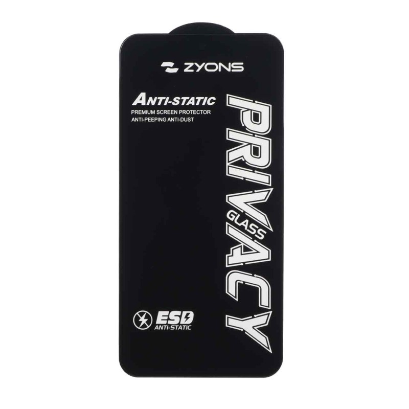 محافظ صفحه نمایش شیشه ای Anti Static - ESD Zyons Privacy مدل Samsung Galaxy S25 FE / S24 FE / A57 / A37 / A56 / A36