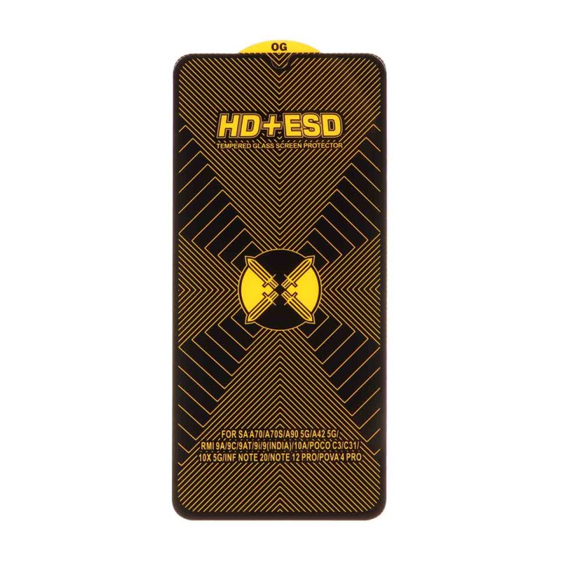 محافظ صفحه نمایش شیشه ای مشکی Full Cover HD Plus ESD مدل Samsung Galaxy A70 / A70S / A42 / M42