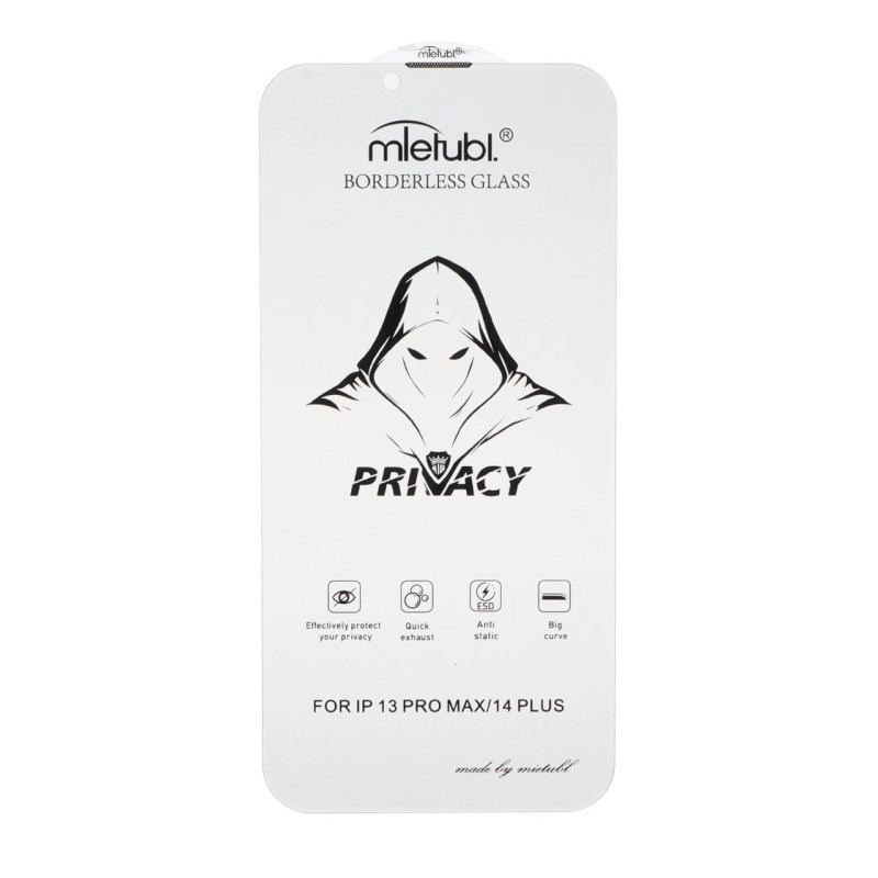 محافظ صفحه نمایش شیشه ای بدون حاشیه Full Cover Mietubl Privacy مدل Apple iPhone 13 Pro Max / iPhone 14 Plus