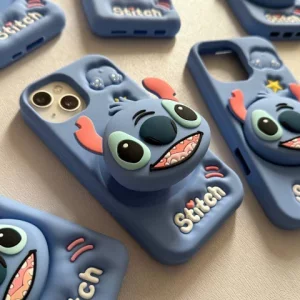 قاب گوشی استیچ آبی Stitch جنس سیلیکونی با پاپ سوکت