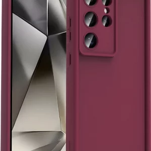 قاب گوشی طرح سولید رنگ زرشکی مناسب برای سامسونگ Galaxy S24 Ultra