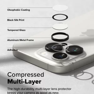 محافظ لنز دوربین  اپل iPhone 16 مدل رینگی شیشه ای آلومینیومی