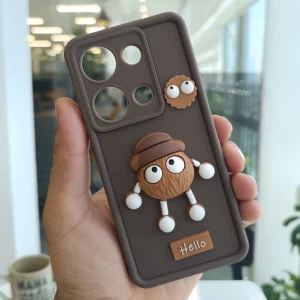 قاب گوشی شیائومی Redmi Note 13 Pro 4G مدل عروسکی سه بعدی میکروب رنگ نسکافه ای