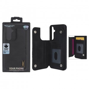 قاب گوشی مدل چرمی جاکارتی‌دار مگنتی LeatherPro مناسب Samsung Galaxy A55 – مشکی