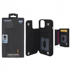 قاب گوشی مدل چرمی جاکارتی‌دار مگنتی LeatherPro مناسب Apple Iphone 14 – مشکی