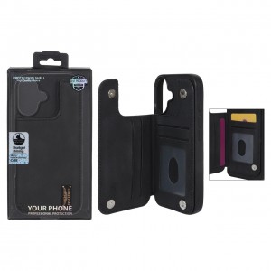 قاب گوشی مدل چرمی جاکارتی‌دار مگنتی LeatherPro مناسب Apple Iphone 16– مشکی