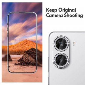 محافظ لنز دوربین پوکو Xiaomi Poco X7 Pro مدل رینگی شیشه ای آلومینیومی نگین دار - نقره ای