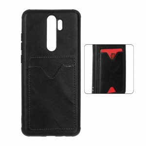 قاب جاکارتی دار شیائومی Redmi Note 8 Pro مدل محافظ لنز دار با چرم دوخت دار - رنگ مشکی