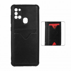 قاب جاکارتی دار پوکو  Xiaomi Redmi A3/ A3xمدل محافظ لنز دار با چرم دوخت دار - رنگ مشکی