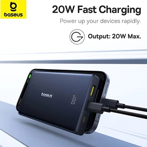 شارژر همراه فست شارژ تایپ سی و یو اس بی  بهمراه کابل دو سر تایپ سی بیسوس