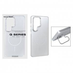 قاب گوشی MagSafe مدل AlumStand Pro مجهز به استند و محافظ لنز آلومینیومی مناسب Samsung Galaxy S25 Ultra - رنگ نقره ای