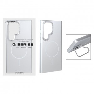 قاب گوشی MagSafe مدل AlumStand Pro مجهز به استند و محافظ لنز آلومینیومی مناسب Samsung Galaxy S24 Ultra - رنگ نقره ای