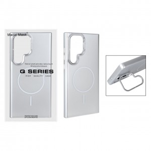 قاب گوشی MagSafe مدل AlumStand Pro مجهز به استند و محافظ لنز آلومینیومی مناسب Samsung Galaxy S23 Ultra - رنگ نقره ای