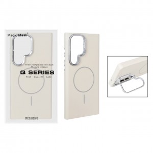 قاب گوشی MagSafe مدل AlumStand Pro مجهز به استند و محافظ لنز آلومینیومی مناسب Samsung Galaxy S23 Ultra - رنگ کرم