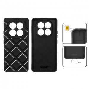 قاب گوشی مدل DiamondSafe F4 طرح لوزی با جای سیم‌کارت و سوزن مناسب گوشی‌های Xiaomi Redmi Poco M6 Pro 4G – رنگ مشکی