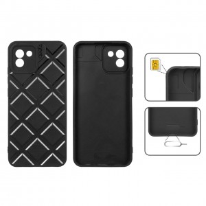 قاب گوشی مدل DiamondSafe F4 طرح لوزی با جای سیم‌کارت و سوزن مناسب گوشی‌های Samsung Galaxy A24 – رنگ مشکی