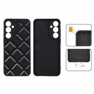 قاب گوشی مدل DiamondSafe F4 طرح لوزی با جای سیم‌کارت و سوزن مناسب گوشی‌های Samsung Galaxy A05 – رنگ مشکی